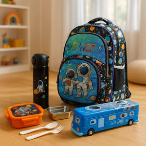 Astronaut School Bag Combo Set – Backpack, Lunch Box, Bottle & Pencil Box for Kids