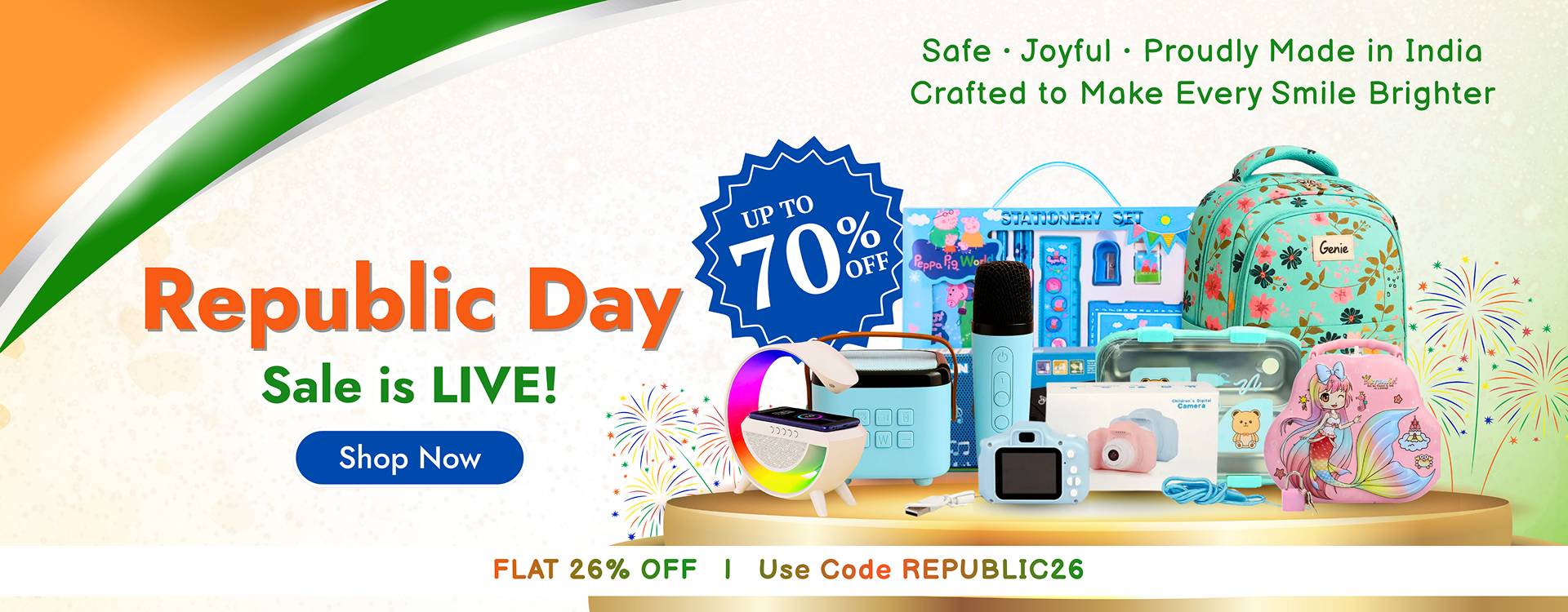 Republic Day Sale India – kids stationery, school bags, toys and gadgets with flat 26% off